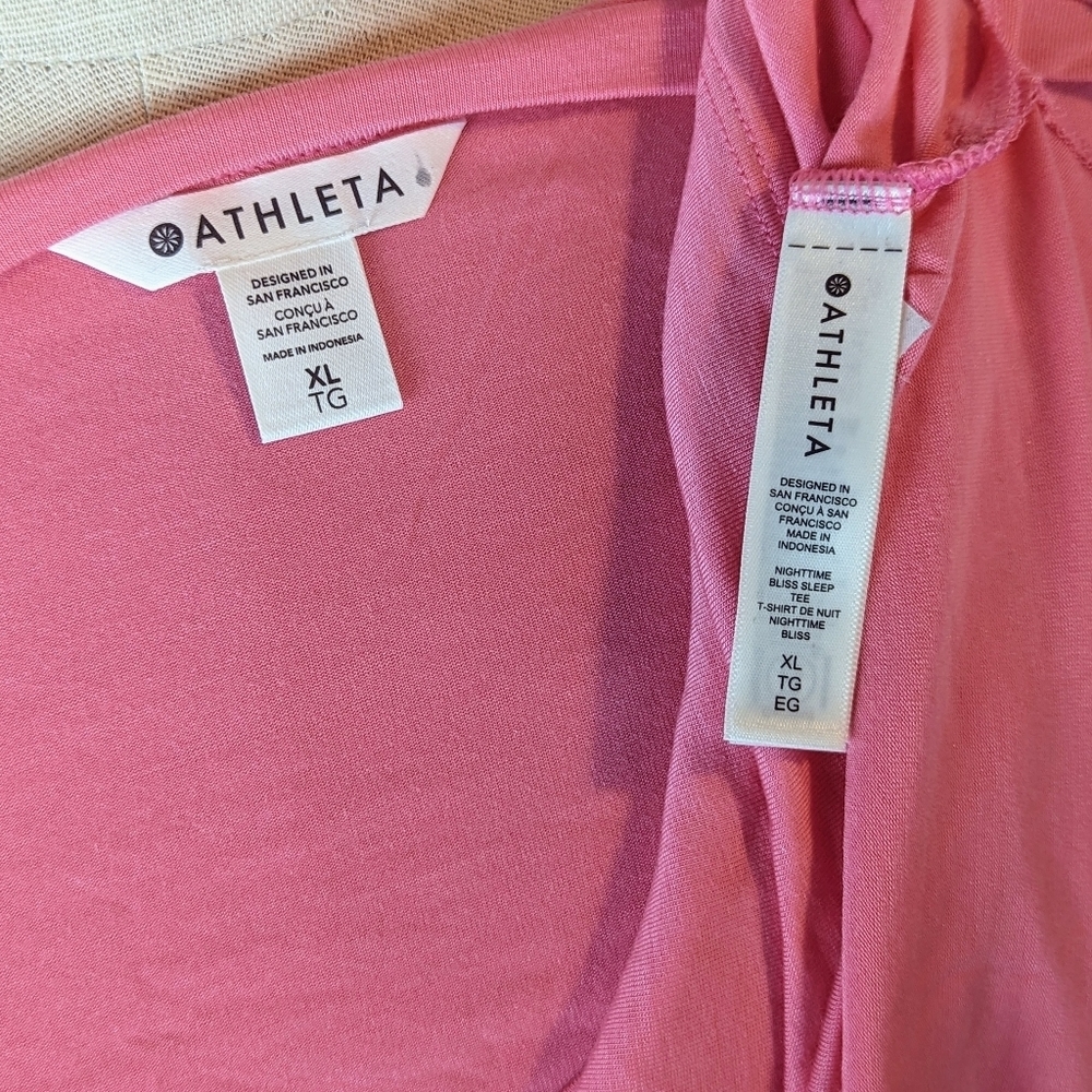 Athleta Nighttime Bliss Sleep Lounge T Short Sleeve Relaxed Fit Hot Pink XL NWT - Picture 11 of 13